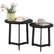 Produit Laral lot de 2 tables basses rondes empilables métal MDF noir