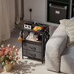 Table d’appoint Rosal station de charge USB C tiroirs crochets Noir