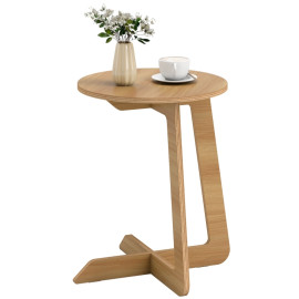 Peranio Table d'appoint C ronde gain de place naturel