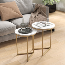 Table d'appoint Montisen effet marbre doré
