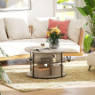 Dorisio Table basse relevable ronde avec rangement Chêne