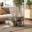 Dorisio Table basse relevable ronde avec rangement Chêne
