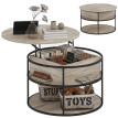 Dorisio Table basse relevable ronde avec rangement Chêne