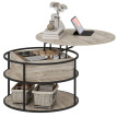 Dorisio Table basse relevable ronde avec rangement Chêne