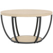 Table basse Larvik ronde 2 étagères métal chêne noir