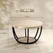 Table basse Larvik ronde 2 étagères métal chêne noir