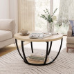 Table basse Larvik ronde 2 étagères métal chêne noir