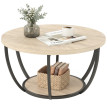 Table basse Larvik ronde 2 étagères métal chêne noir
