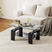 Table basse Harrovik moderne verre trempé acier noir