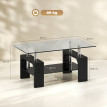 Table basse Harrovik moderne verre trempé acier noir