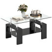 Table basse Harrovik moderne verre trempé acier noir