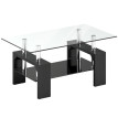 Table basse Harrovik moderne verre trempé acier noir