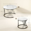 Table basse Daro gigogne marbre métal blanc
