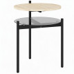Table d'appoint Alon ronde étagère verre chêne