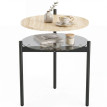 Table d'appoint Alon ronde étagère verre chêne