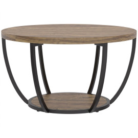 Table basse Daras ronde 2 niveaux salon marron noir