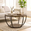 Table basse Daras ronde 2 niveaux salon marron noir