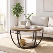 Table basse Daras ronde 2 niveaux salon marron noir