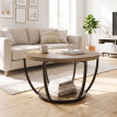Table basse Daras ronde 2 niveaux salon marron noir