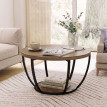 Table basse Daras ronde 2 niveaux salon marron noir