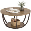 Table basse Daras ronde 2 niveaux salon marron noir