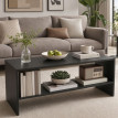 Table basse Orarria moderne à 2 niveaux avec rangement Noir