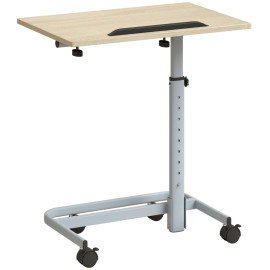 Table d'appoint Larea réglable sur roulettes bois métal chêne