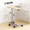 Table d'appoint Larea réglable sur roulettes bois métal chêne