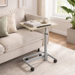 Table d'appoint Larea réglable sur roulettes bois métal chêne