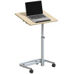 Table d'appoint Larea réglable sur roulettes bois métal chêne