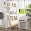 Talolia Étagère bibliothèque nordique en escalier avec placard Chêne et Blanc