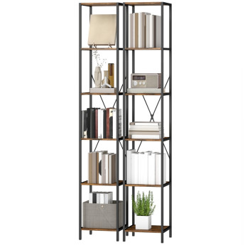 Enviven Bibliothèque 6 niveaux en acier brun rustique