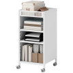 Étagère mobile Ylrio chariot 3 niveaux réglable blanc