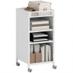 Étagère mobile Ylrio chariot 3 niveaux réglable blanc