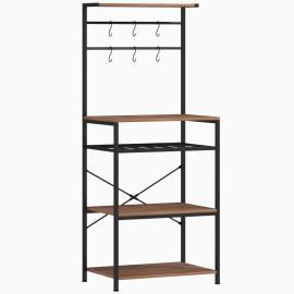 Toren étagère de rangement industrielle porte-bouteilles noyer