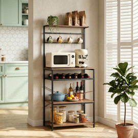 Toren étagère de rangement industrielle porte-bouteilles noyer