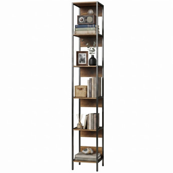 Bibliothèque Amoea 6 étagères rangement vertical bois marron