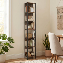 Bibliothèque Amoea 6 étagères rangement vertical bois marron