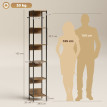 Bibliothèque Amoea 6 étagères rangement vertical bois marron