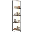 Bibliothèque Auboena étagère d’angle LED 5 niveaux rustique brun