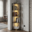Bibliothèque Auboena étagère d’angle LED 5 niveaux rustique brun
