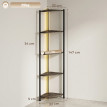 Bibliothèque Auboena étagère d’angle LED 5 niveaux rustique brun