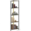 Bibliothèque Auboena étagère d’angle LED 5 niveaux rustique brun