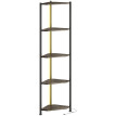 Bibliothèque Auboena étagère d’angle LED 5 niveaux rustique brun