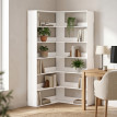 Bibliothèque d’angle Saler 7 niveaux en L blanc aspect bois