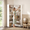 Bibliothèque d’angle Saler 7 niveaux en L blanc aspect bois