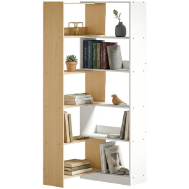 Teranian Bibliothèque d’angle rotative 350° bois blanc