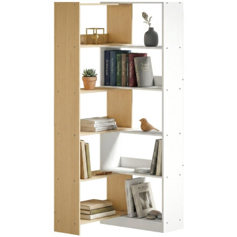 Teranian Bibliothèque d’angle rotative 350° bois blanc