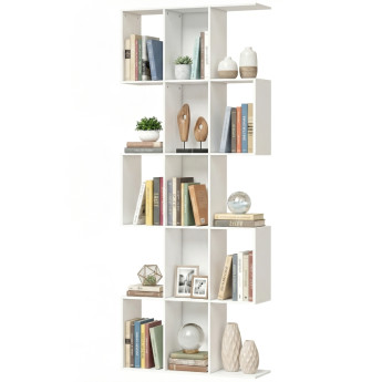 Bibliothèque Palot étagère design en S 5 niveaux rangement blanc