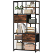 Meuble de rangement Teren étagère industrielle 2 tiroirs 9 niches marron noir